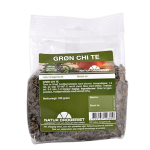 Grøn Chi te med hvidtjørn fra Natur Drogeriet i en pose