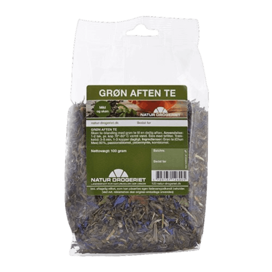 Grøn aften te fra Natur Drogeriet i en pose