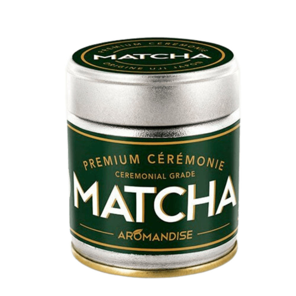 Grøn Matcha te pulver i en bøtte