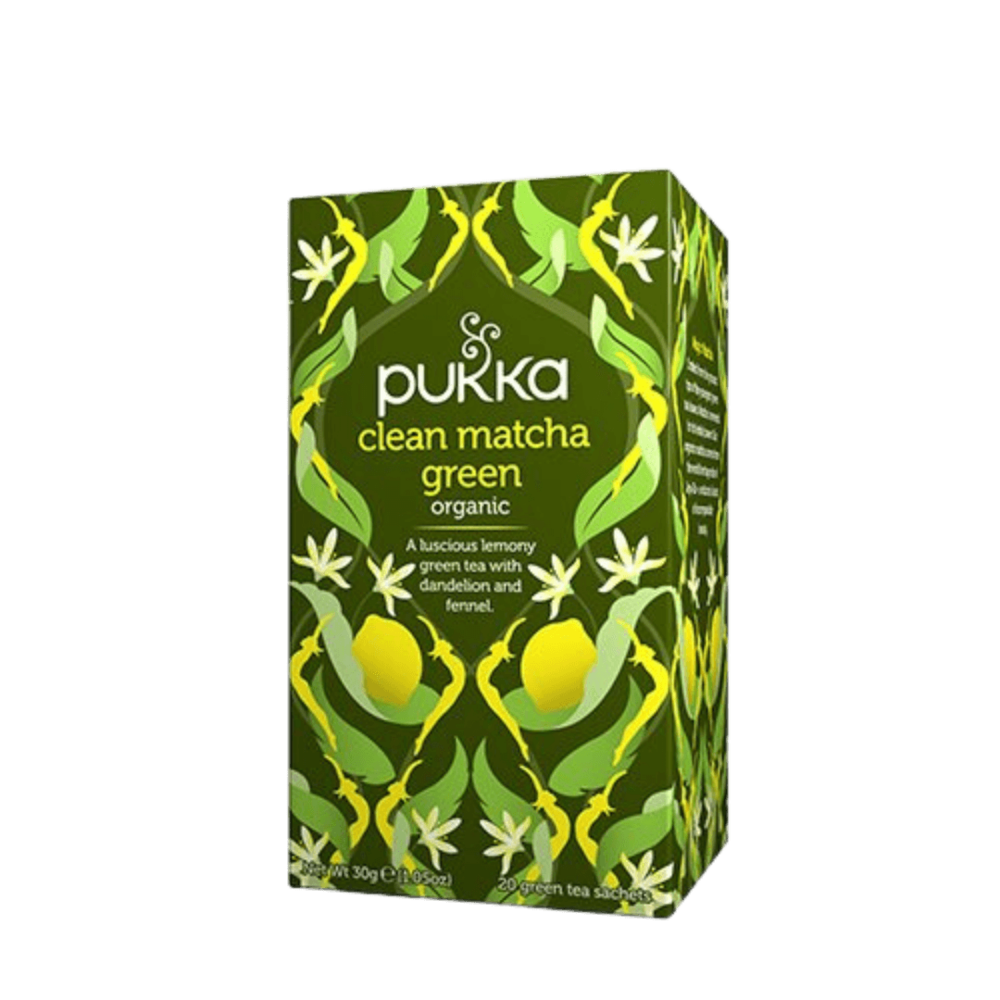 Økologisk Clean Matcha grøn te fra Pukka i en pakke med 20 breve