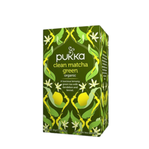 Økologisk Clean Matcha grøn te fra Pukka i en pakke med 20 breve