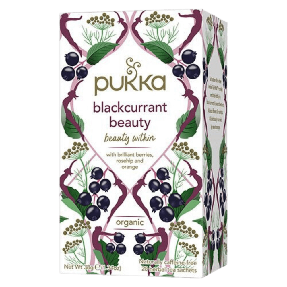 Økologisk Blackcurrant Beauty te fra Pukka i en pakke med 20 breve