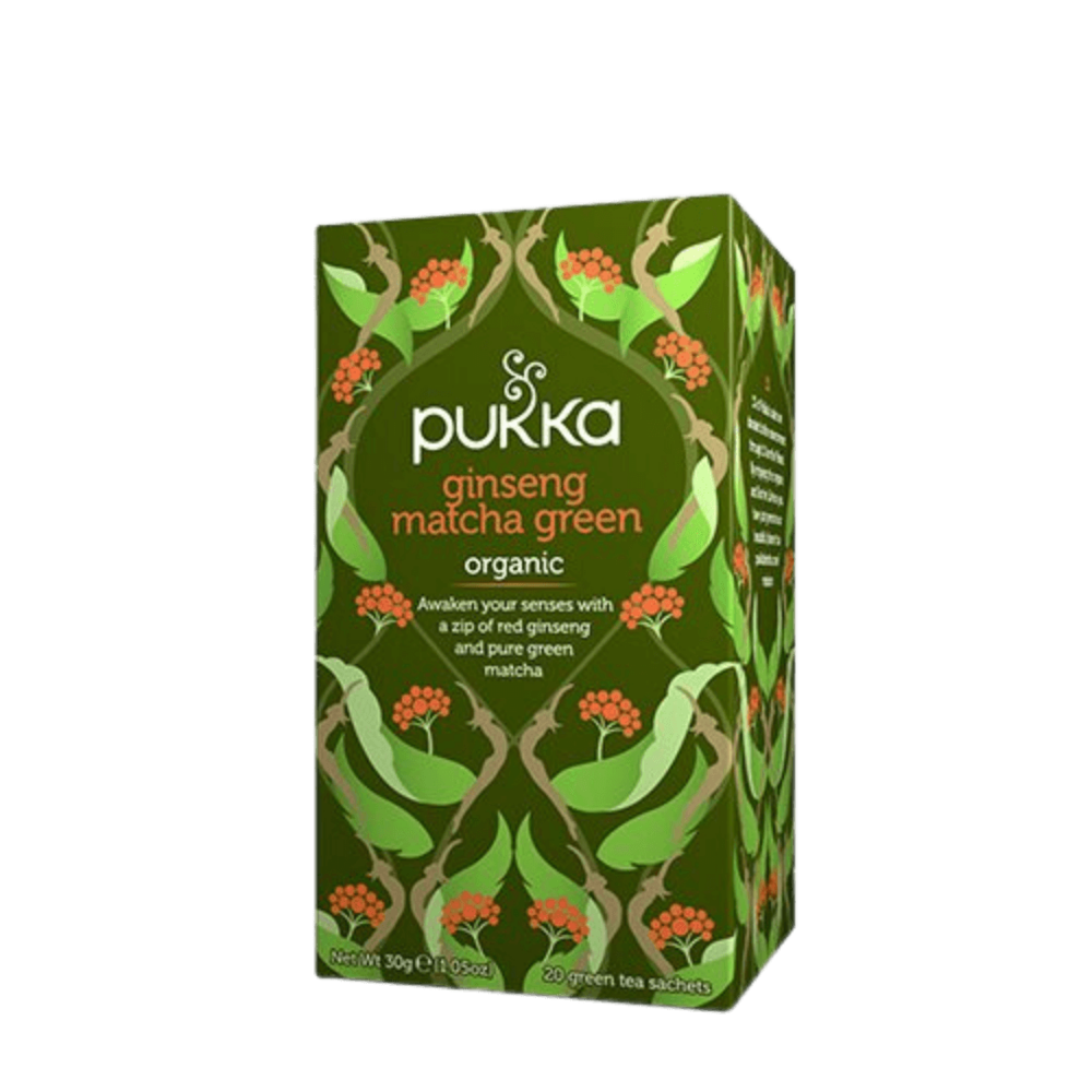 Økologisk Ginseng Matcha Green te fra Pukka i en pakke med 20 breve