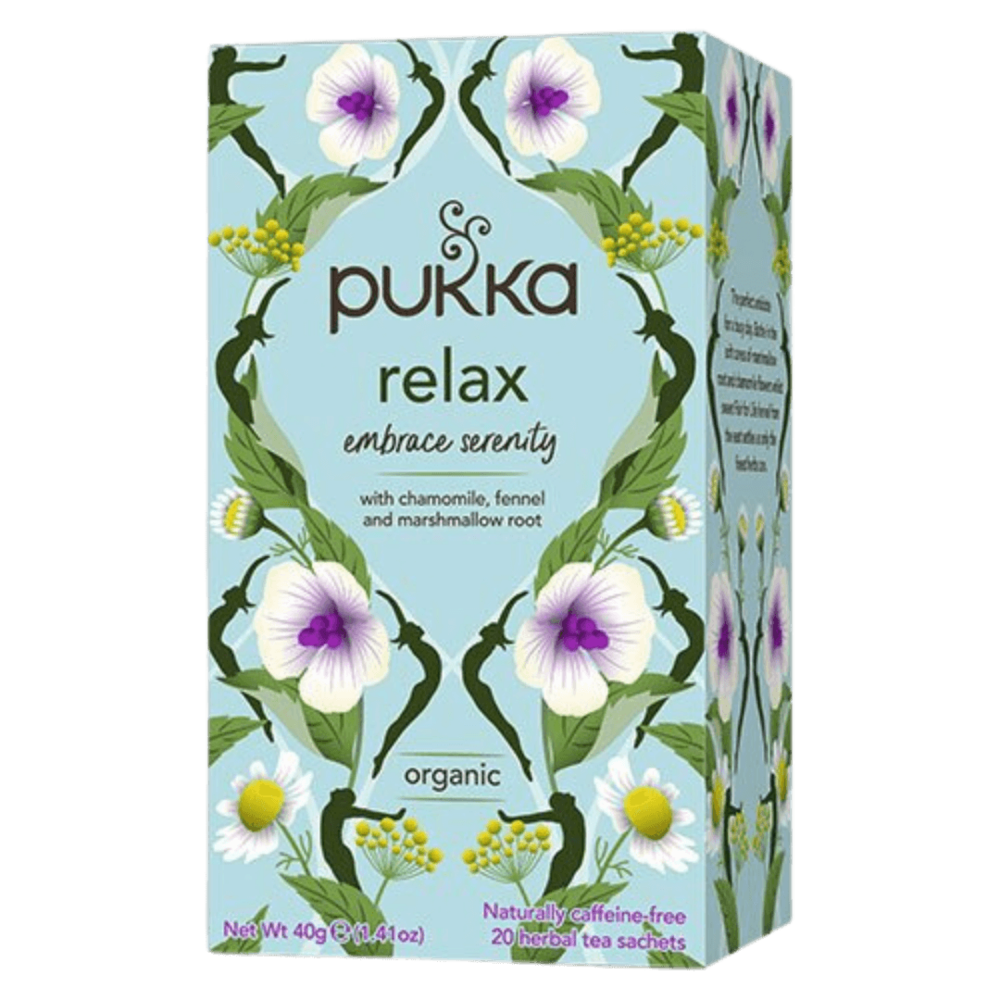 Økologisk Relax te fra Pukka i en pakke med 20 breve