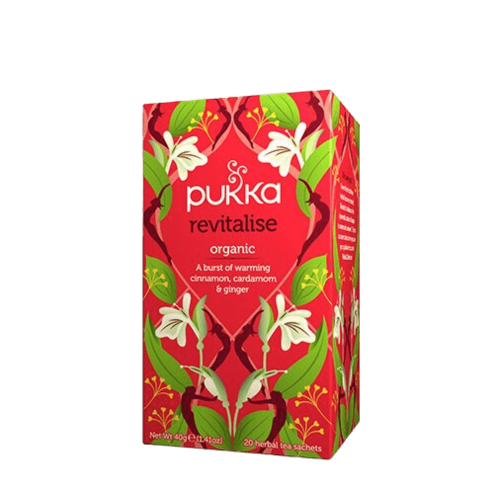 Økologisk Revitalise Kapha te fra Pukka i en pakke med 20 breve
