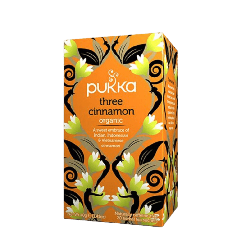 Økologisk Three Cinnamon te fra Pukka i en pakke med 20 breve