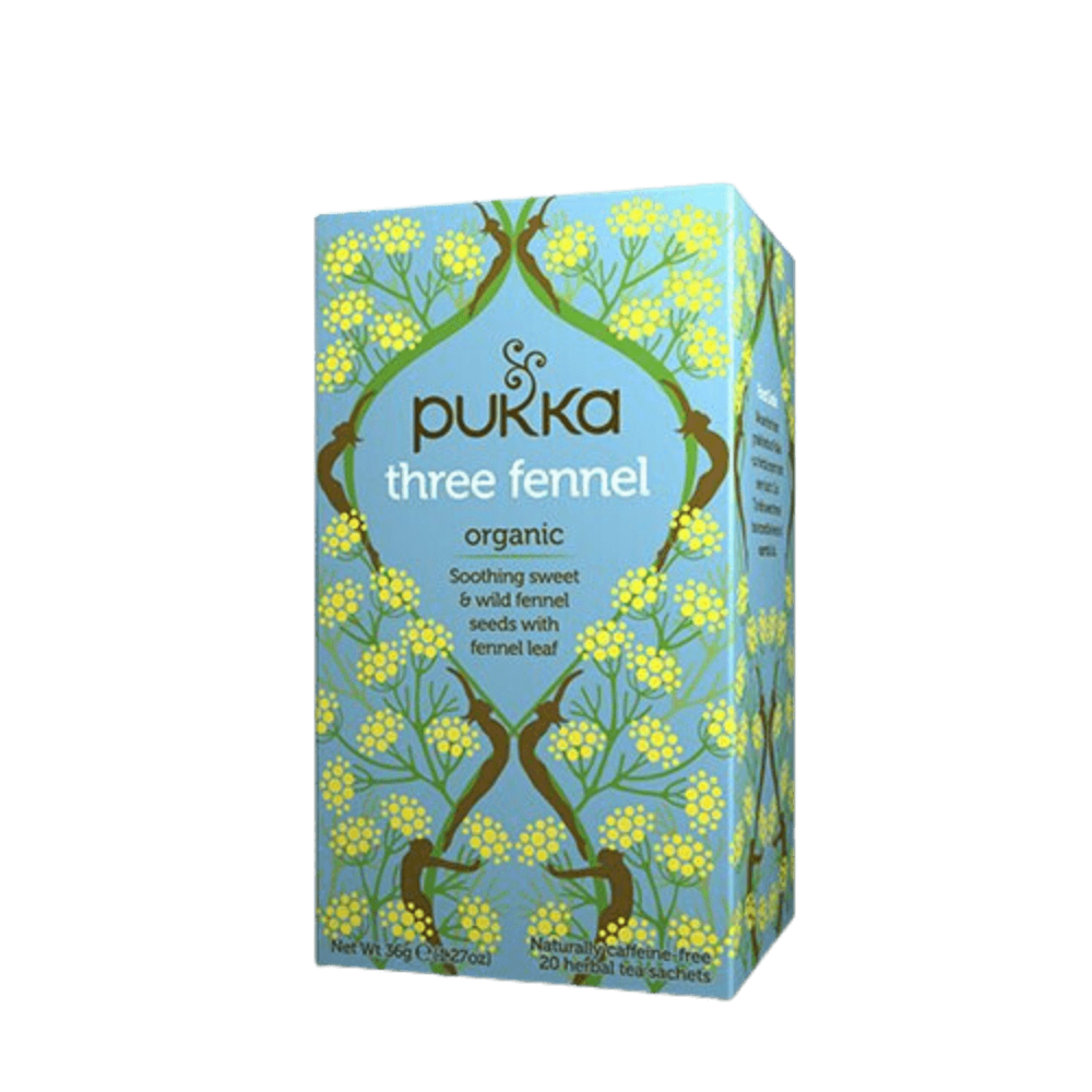 Økologisk Three Fennel te fra Pukka i en pakke med 20 breve