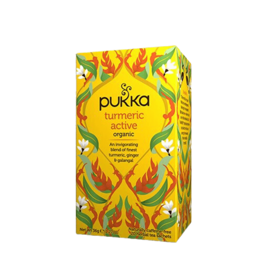 Økologisk Turmeric Active te fra Pukka i en pakke med 20 breve