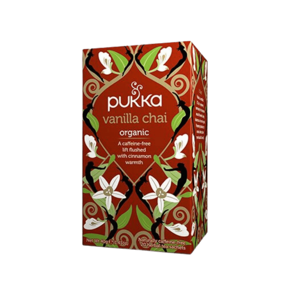 Økologisk Vanilla Chai te fra Pukka i en pakke med 20 breve