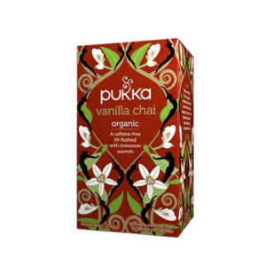 Økologisk Vanilla Chai te fra Pukka i en pakke med 20 breve