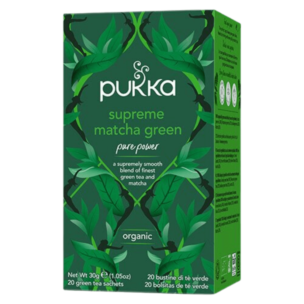 Økologisk grøn matcha te fra Pukka i en pakke med 20 breve