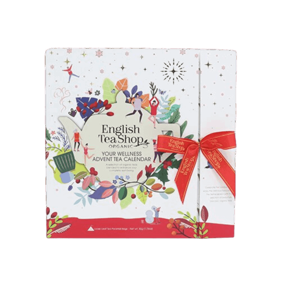 Julekalender fra English Tea Shop med 25 økologiske te breve i en flot hvid indpakning