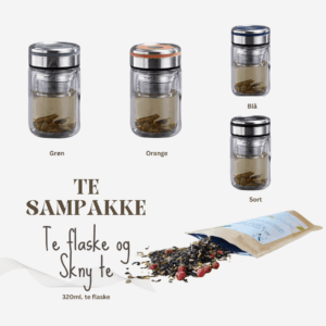 Skny te sampakke med teflaske og Skny te