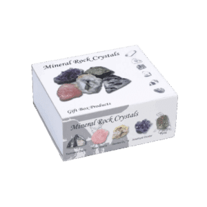 Gaveæske med krystalsten. Ametyst, Rosenkvarts,