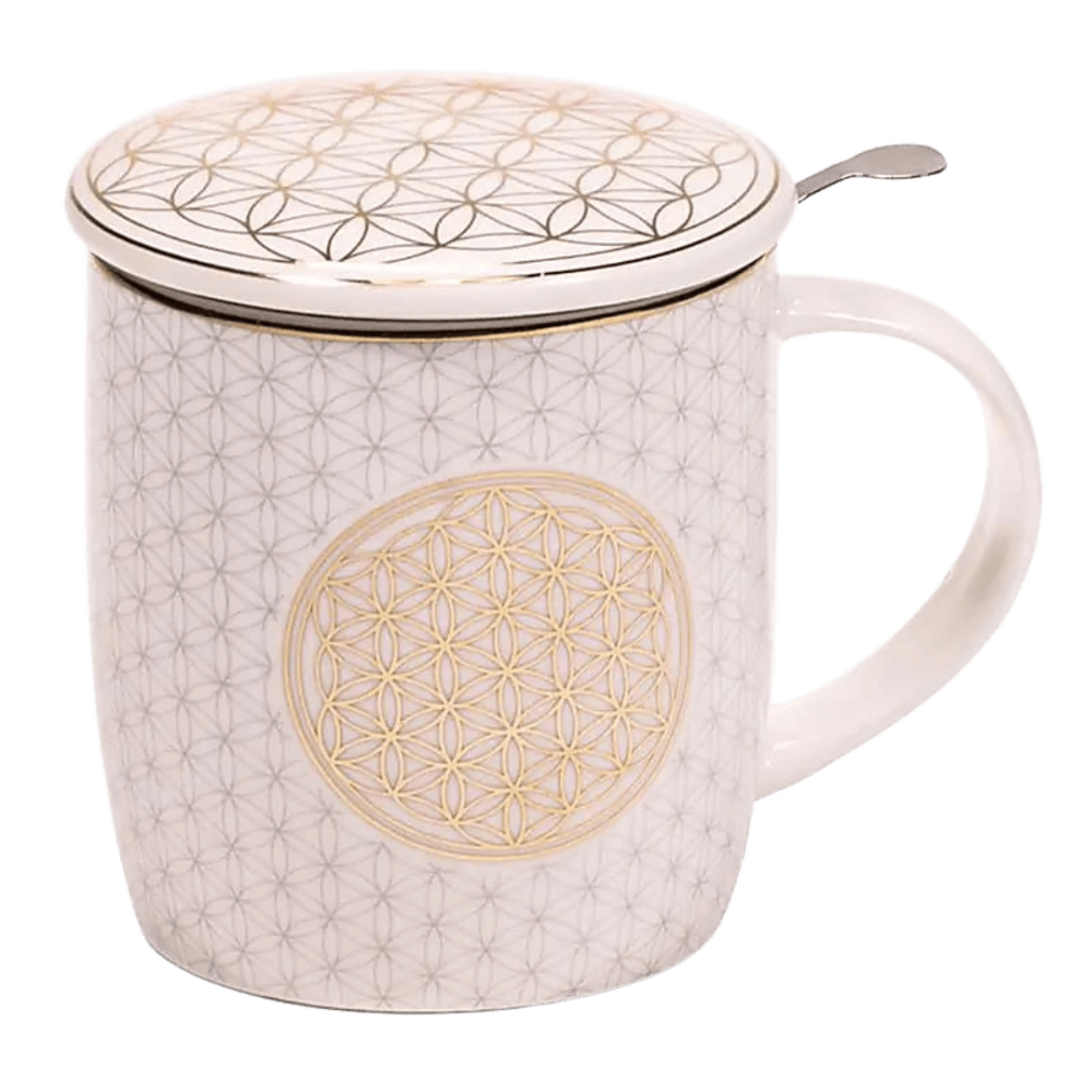 Njordisk tekrus Flower of Life - med infuser og låg