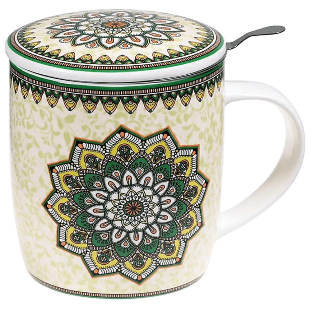 Njordisk te krus med infuser og låg Mandala Grøn