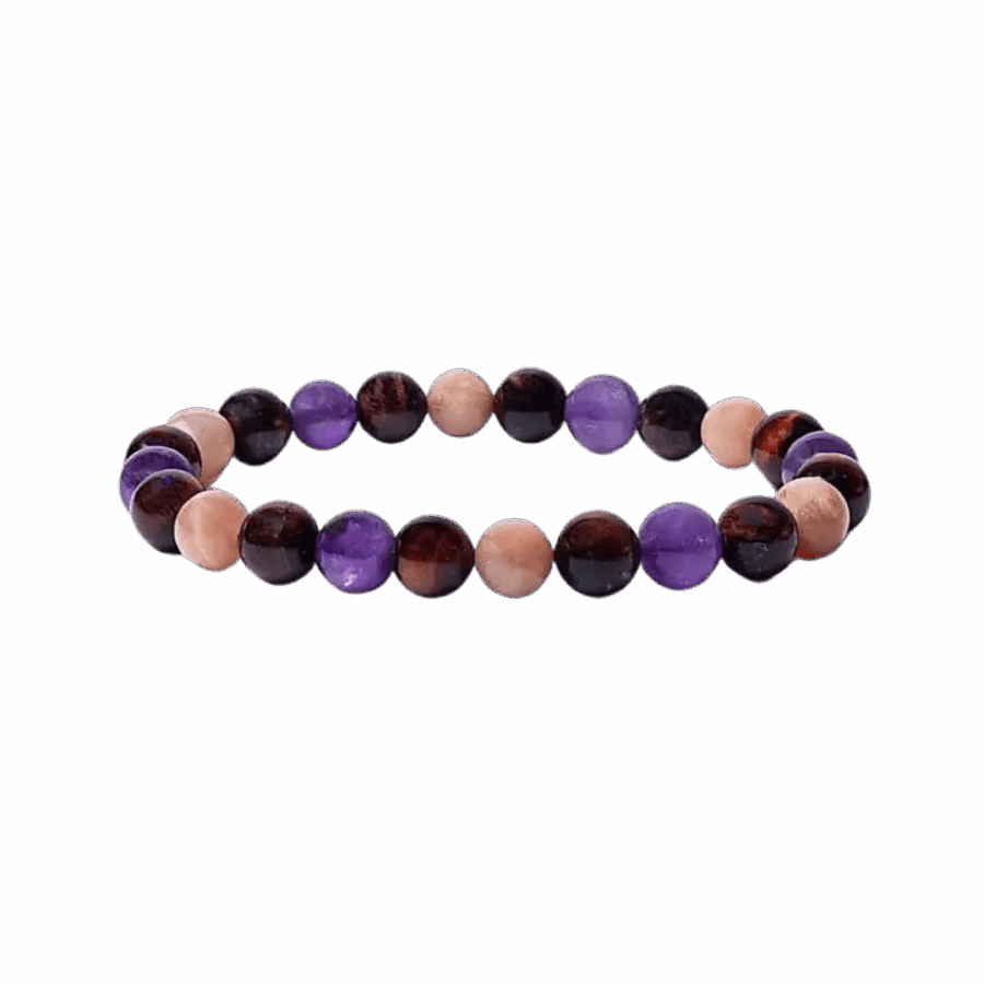 Armbånd med Solsten, Ametyst og Tigerøje