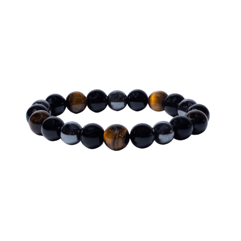 Armbånd med Hematite, Tigerøje, Sort Obsidian