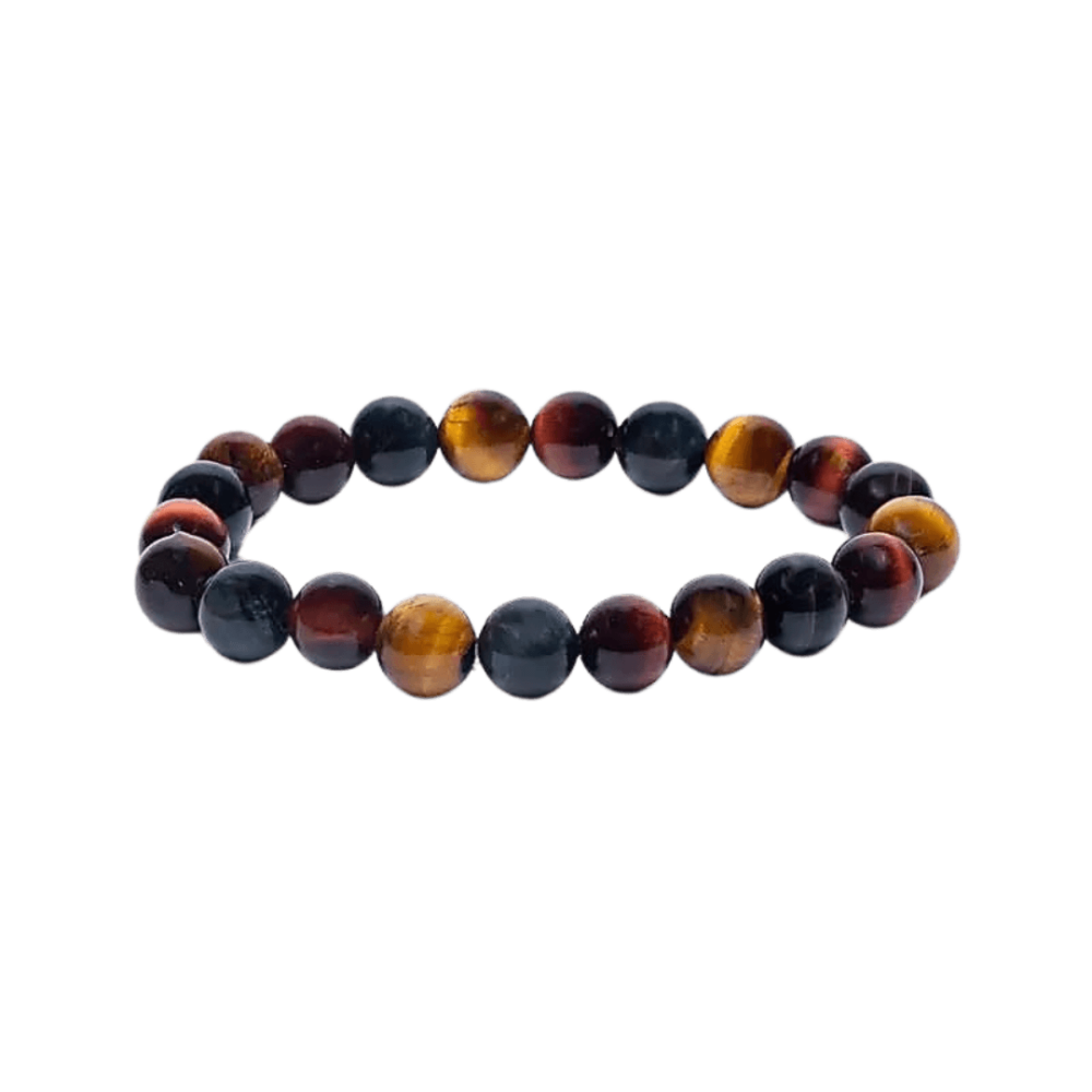 Triple Tigerøje armbånd. Falkeøje, Katteøje, Tigerøje