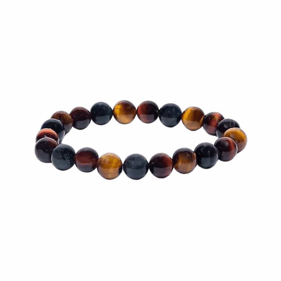Triple Tigerøje armbånd. Falkeøje, Katteøje, Tigerøje