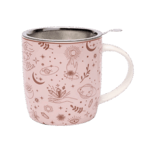 Te krus med mystiske spirituelle symboler og en teinfuser