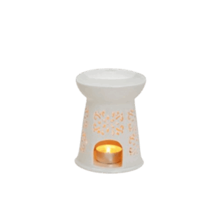 Duftlampe Blomst hvid med romantisk mønster