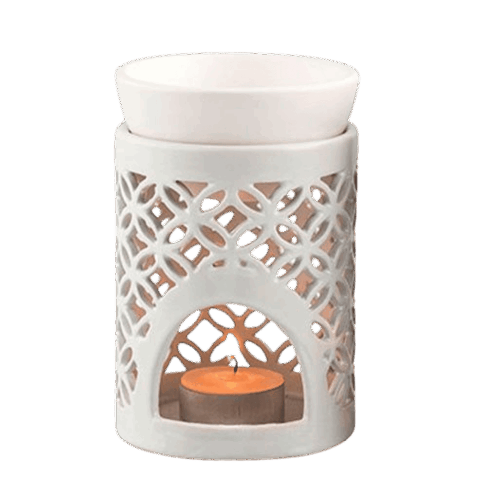 Duftlampe hvid hulmønster