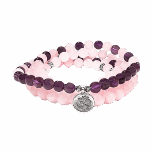 Mala krystalarmbånd med rosenkvarts og ametyst
