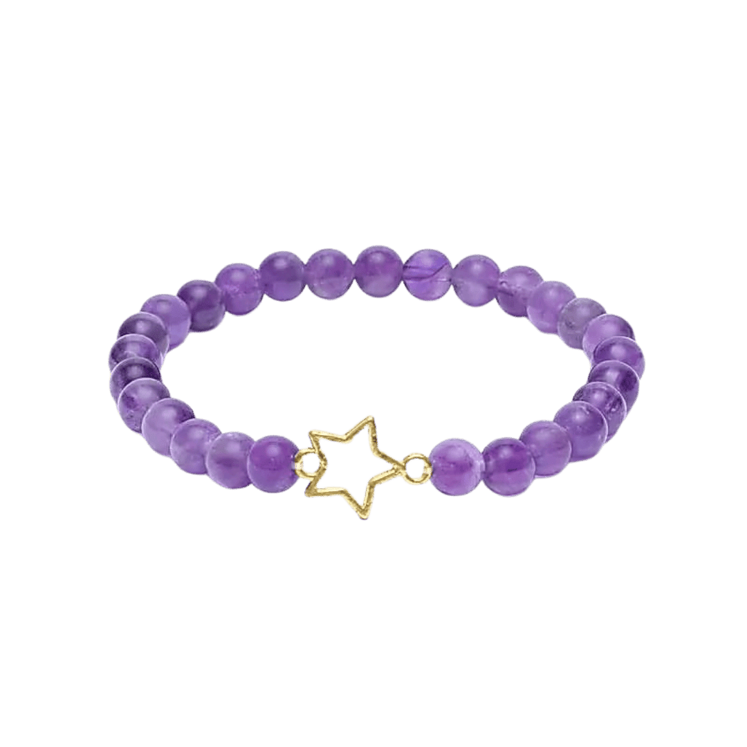 Ametystarmbånd med Stjernevedhæng – Klarhed, Spiritualitet og Indre Ro