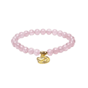 Jordbær Kvarts Armbånd med Hjerte- og Månevedhæng