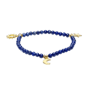 Lapis Lazuli Armbånd med Stjerne-, Måne- og Solvedhæng