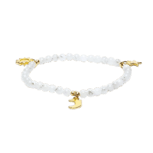 Månestensarmbånd med Stjerne-, Måne- og Solvedhæng